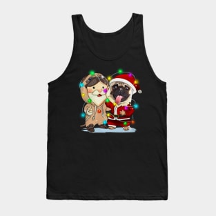 Santa Claus Pug Dog Merry Christmas T-shirt Tank Top